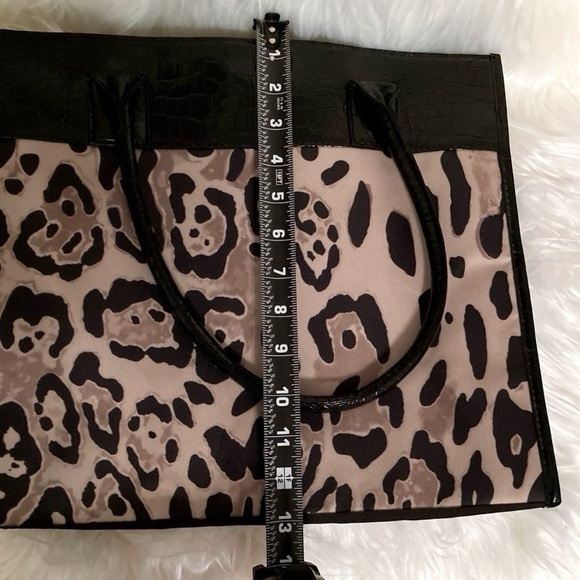 Ulta Beauty Tote Bag Canvas Patent Tan Black Leopard - Picture 5 of 9